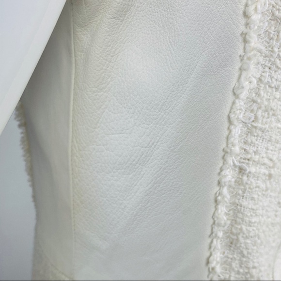 Rebecca Taylor Cream Tweed & Leather Midi-dress 4 - Picture 4 of 9